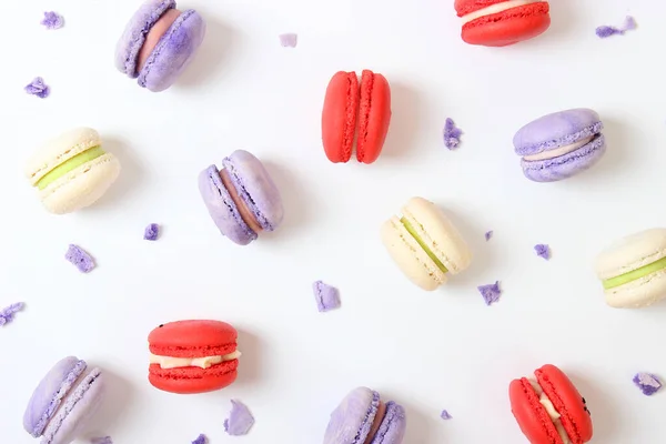 Gâteaux Macarons Sur Fond Coloré — Photo