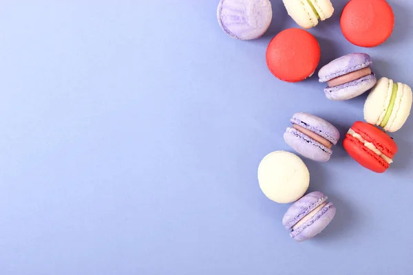 Gâteaux Macarons Sur Fond Coloré — Photo