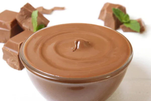 Cokelat Krim Atas Meja Mentega Coklat Pasta Coklat — Stok Foto