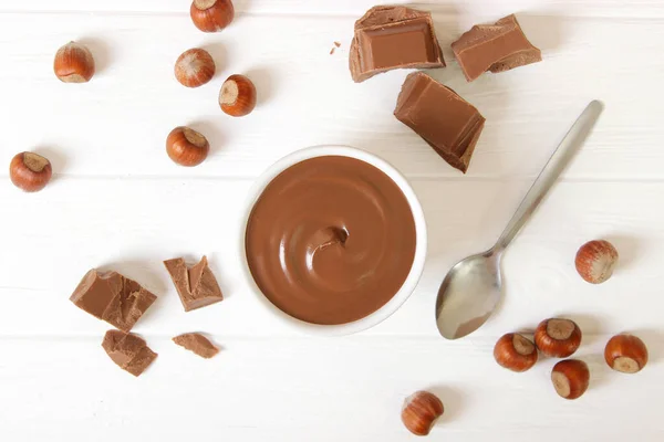 Čokoládový Krém Stole Čokoládové Máslo Čokoládová Hmota — Stock fotografie