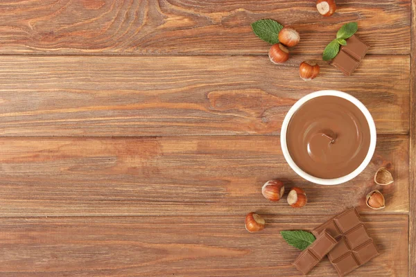 Schokoladencreme Auf Dem Tisch Schokoladenbutter Schokoladenpaste — Stockfoto