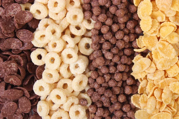 Diversi Tipi Cereali Prima Colazione Sfondo — Foto Stock