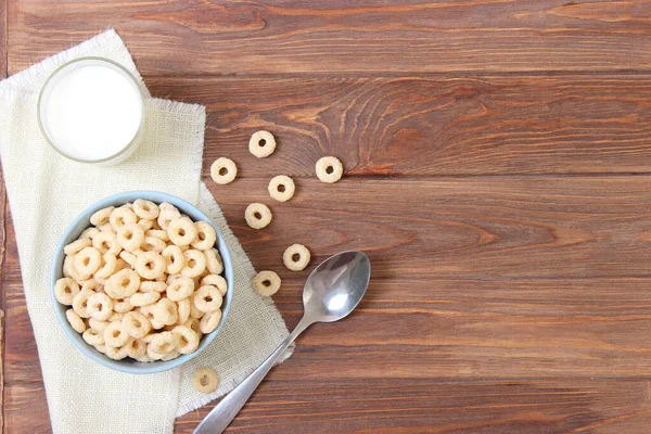 Desayuno Seco Plato Sobre Fondo Color Vista Superior Cereales — Foto de Stock