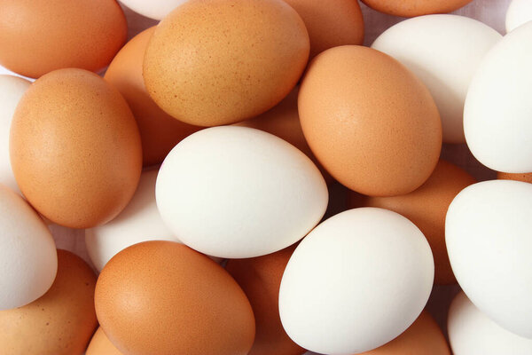 chicken eggs on the table. Farm products, natural eggs.