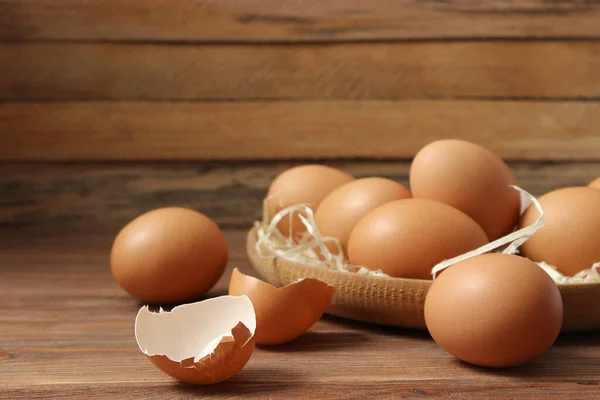 Chicken Eggs Table Farm Products Natural Eggs — Stock Photo, Image