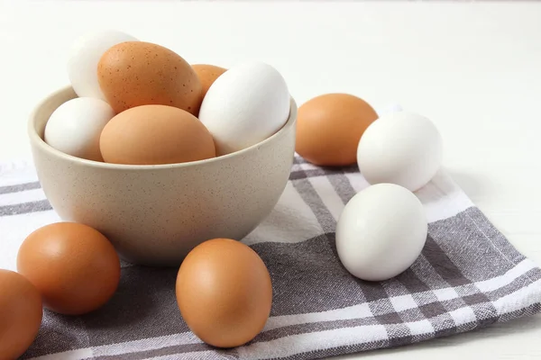 Telur Ayam Atas Meja Produk Pertanian Telur Alami — Stok Foto