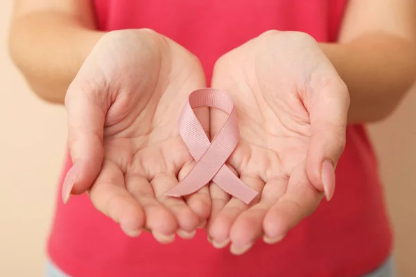 Pink ribbon, the international symbol of breast cancer.