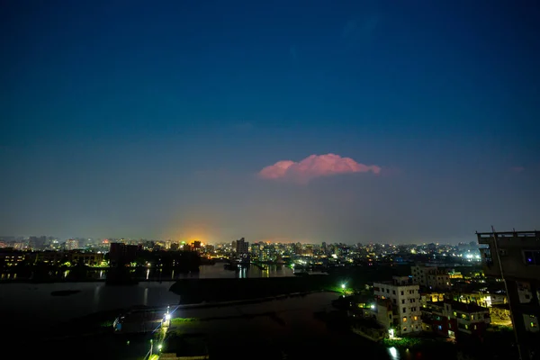 Avond Uitzicht Coronavirus Afsluitingstijd Dhaka Stad Avond — Stockfoto