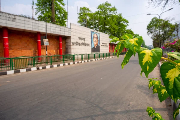 Silnice Kolem Bangabandhu Náměstí Monument Byly Viděny Prázdné Protože Covid — Stock fotografie