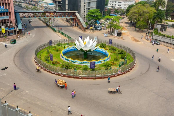 Horní Pohledy Prázdné Shapla Chattar Motijheel Během Vypnutí Coronavirus Pohybu — Stock fotografie