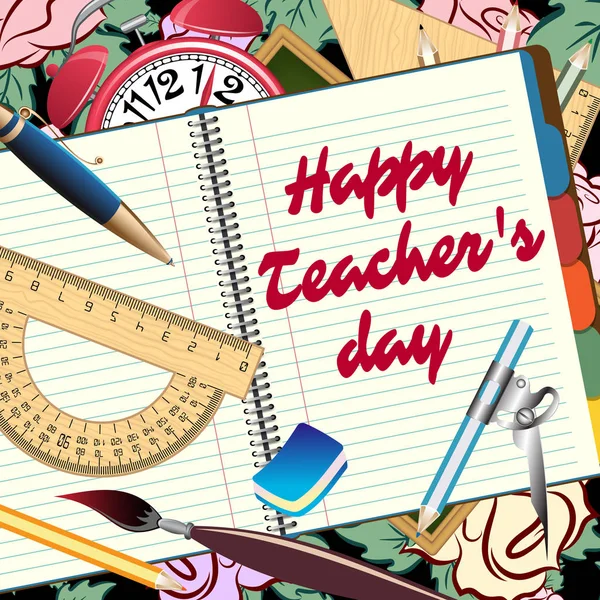 Happy teachers day greeting card — Stock Vector