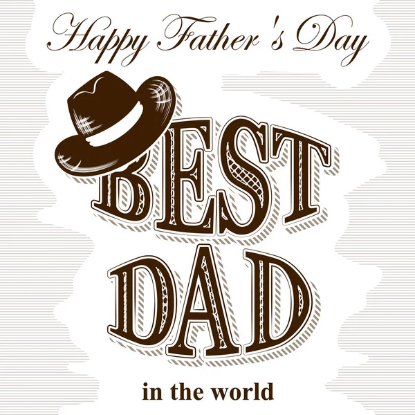 Fathers day, postcard in retro style — Stock Vector