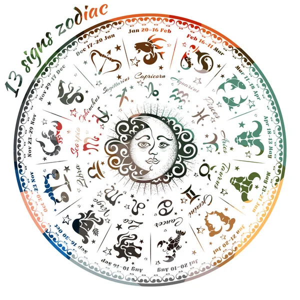 13 signos del zodíaco — Vector de stock