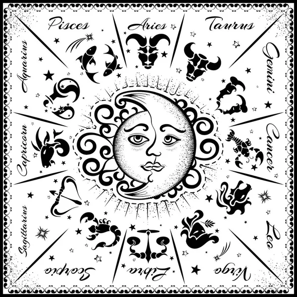Zodiac signs, horoscope — Stock Vector