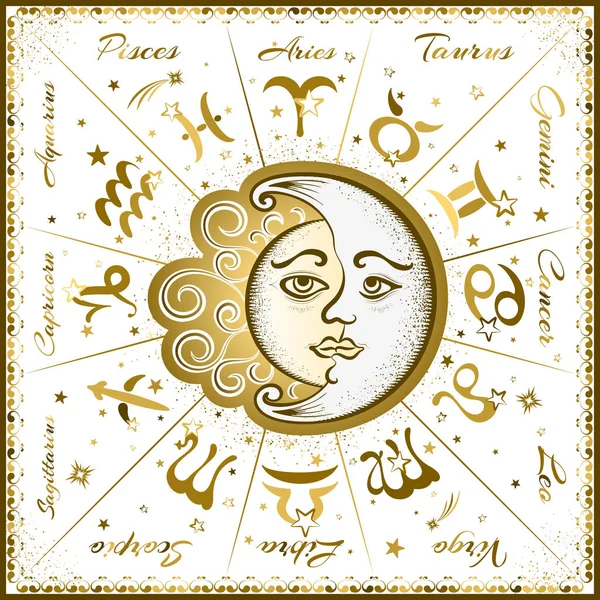 Signes du zodiaque, horoscope — Image vectorielle