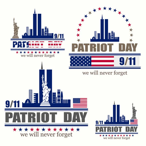 Patriot day, we will never forget — Stock Vector