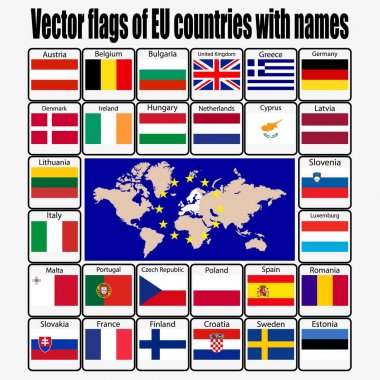 set flags of the European Union clipart