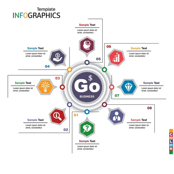 Infographie éléments de modèle d'entreprise — Image vectorielle