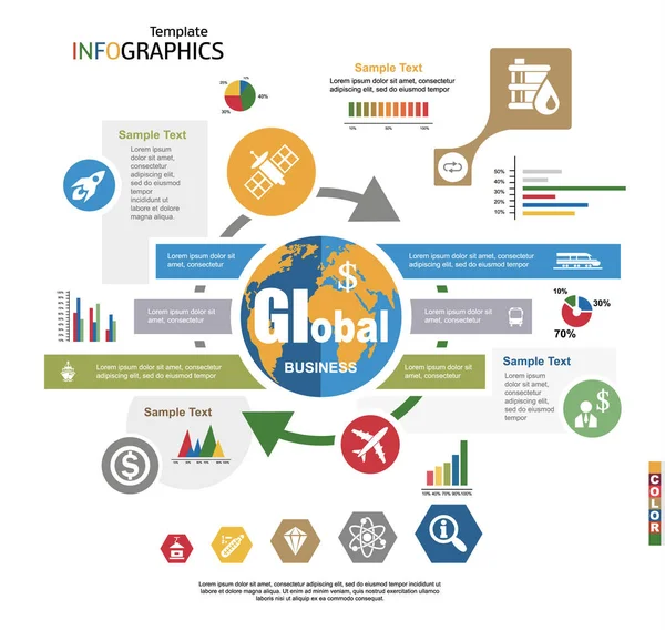 Modèle d'infographie moderne, entreprise mondiale — Image vectorielle