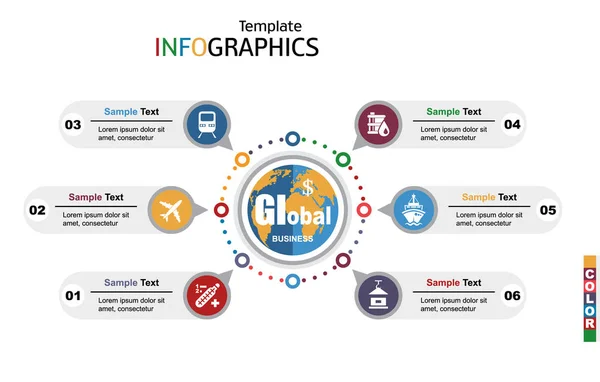 Șablon infografic modern, afaceri globale — Vector de stoc