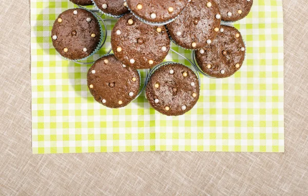 Chocolate muffins in a cute holder. — Stock Photo, Image