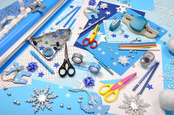 Arts and craft supplies for Christmas. — Stock Photo, Image