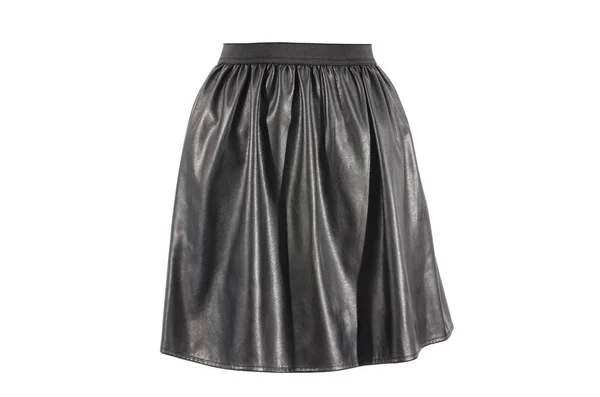 Black faux leather skirt isolated on white background. — Stock Photo, Image