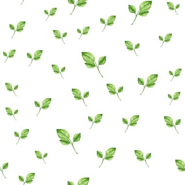 Beyaz arka planda kusursuz yeşil suluboya deseni. El çizimi suluboya çizimi..