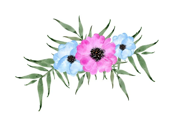 Bloem boeket Floral bos. Aquarel handgeschilderde tropische bloemen — Stockfoto