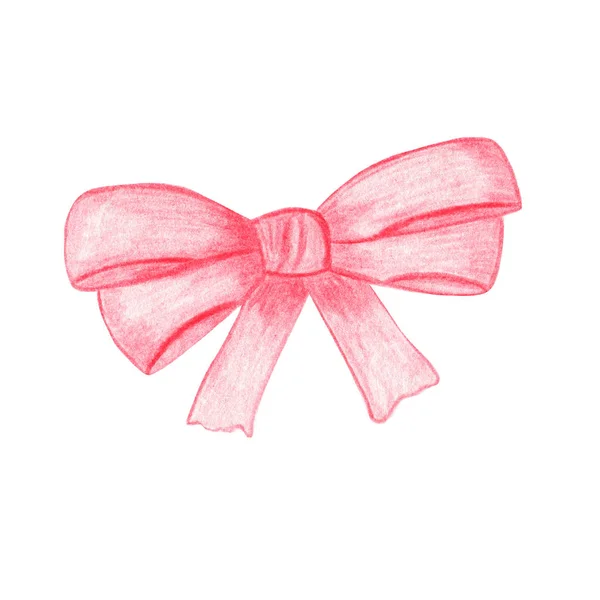Acquerello rosso bow.Hand disegnato acquerello illustration.Isolated su uno sfondo bianco . — Foto Stock