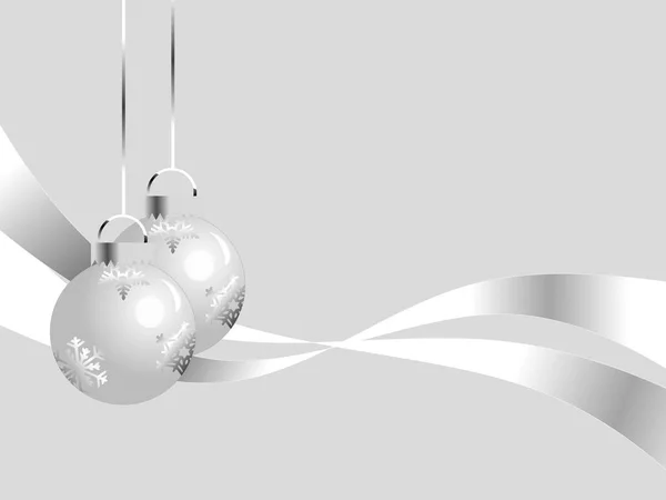 Grey Christmas Theme with two ornaments — Stock Photo, Image