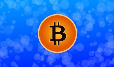 Mavi arka plan üzerinde Bitcoin