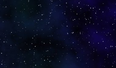 Uzay manzarası çizimi astronomi grafik tasarım arka planı ile mavi nebula ve derin evrendeki yıldız alanı.
