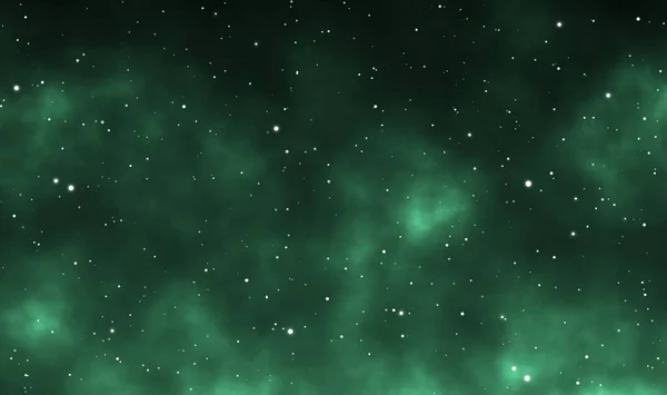 Space Scape Εικονογράφηση Αστρονομία Γραφικό Σχεδιασμό Φόντο Γαλαξία Πράσινα Σύννεφα — Φωτογραφία Αρχείου
