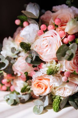 Düğün çiçekleri, gelin buketi portre.