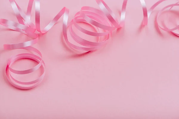 Beautiful pink ribbon on bright background — ストック写真