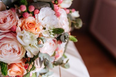 Düğün çiçekleri, gelin buketi portre.