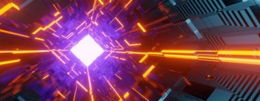 Bilimkurgu Temaları Neon Işık Deliği Tüneli.