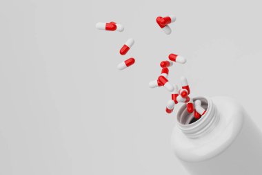 3D şişe açmak ve kapsül hapları sıçratmak.