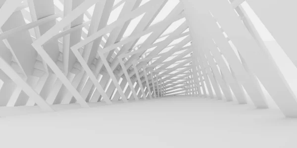 3d renderowanie Streszczenie biały pusty korytarz wewnętrzny, — Zdjęcie stockowe