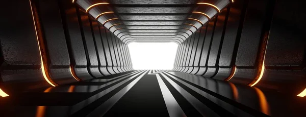 Podświetlony korytarz abstrakcyjny tunel. Ilustracje 3d — Zdjęcie stockowe