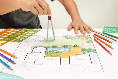 Villa için peyzaj mimarı arka bahçe planı