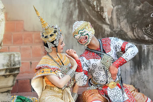 Thai classical mask dance of the Ramayana Epic — Stock Photo, Image