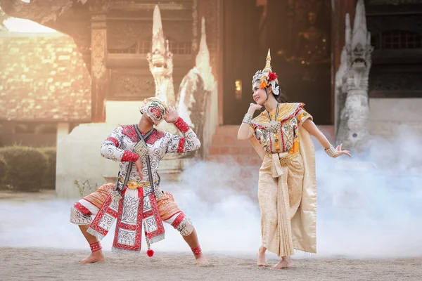 Thai classical mask dance of the Ramayana Epic — Stock Photo, Image