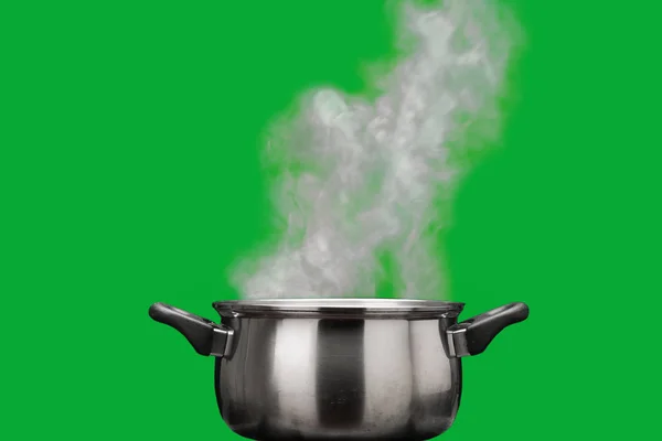 Steam over cooking pot — Stock Photo, Image