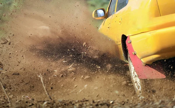 Rally car turning in track — Stock Photo, Image