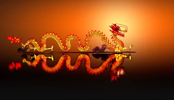 Chinesische Drachenlaterne auf Teich — Stockfoto
