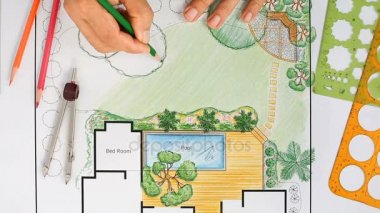 Peyzaj mimarı tasarım arka bahçe ve Havuz Villa