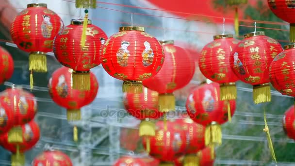 Lanterne cinesi di Capodanno nella città della Cina — Video Stock