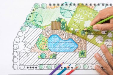 Villa için peyzaj mimarı arka bahçe planı